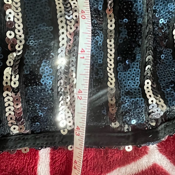 NWT Maeve Anthropologie Black Blue Silver Sequin Dress Small Petite - Picture 11 of 13